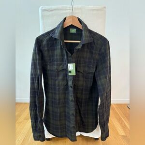 Sid Mashburn CPO Shirt - Olive/Navy Plaid Brushed Heavy Twill